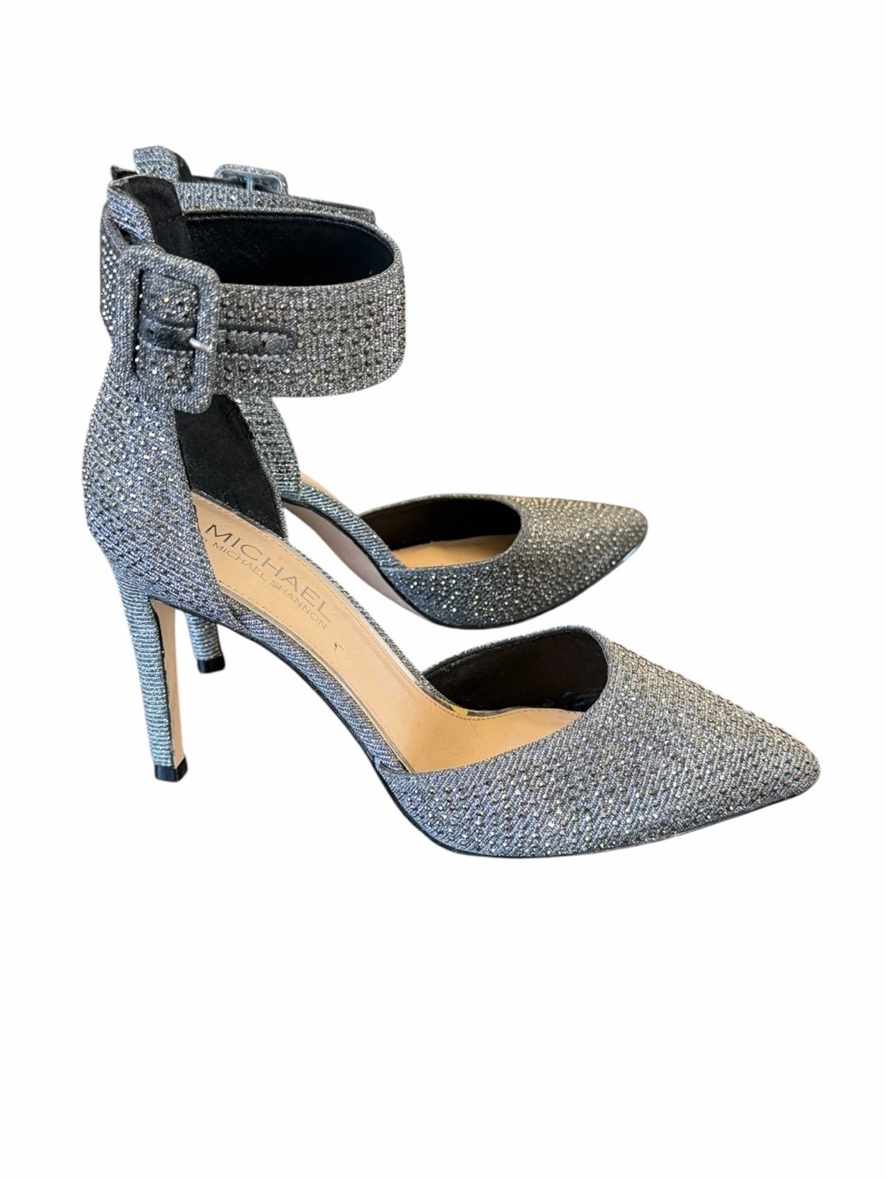 Michael By Michael Shannon Size 8.5 Ravenna Sparkling Pewter Ankle Strap Heel